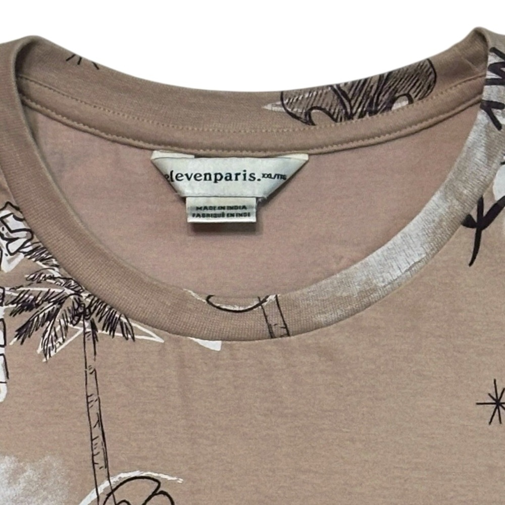 ELEVEN PARIS Tan Doodles & Clouds Print Crew Neck Shirt - Picture 4 of 7